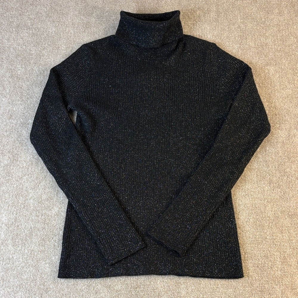 Mason & Belle Women's Elegant Sparkly Black Turtleneck Pullover Sweater Sz M NWT